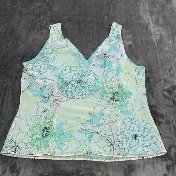 Nine & Co Y2K Babydoll Floral Tank Top So 14 Green Whimsigoth Fairy Grunge Flowy - Picture 3 of 11